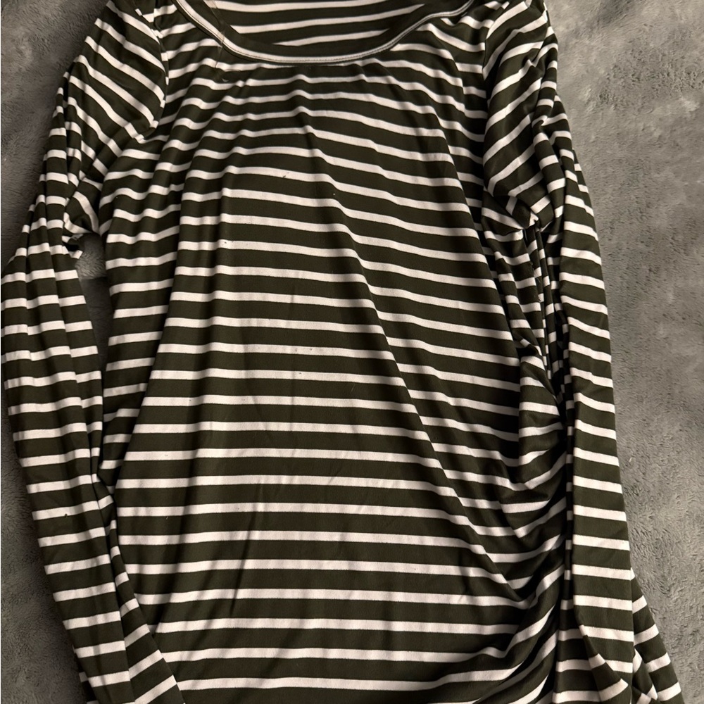 Heart Hips Black and White Fitted Ribbed Long Sleeve Top